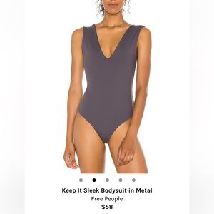 Brand new Free People Keep It Sleek Bodysuit in Metal (Size M)